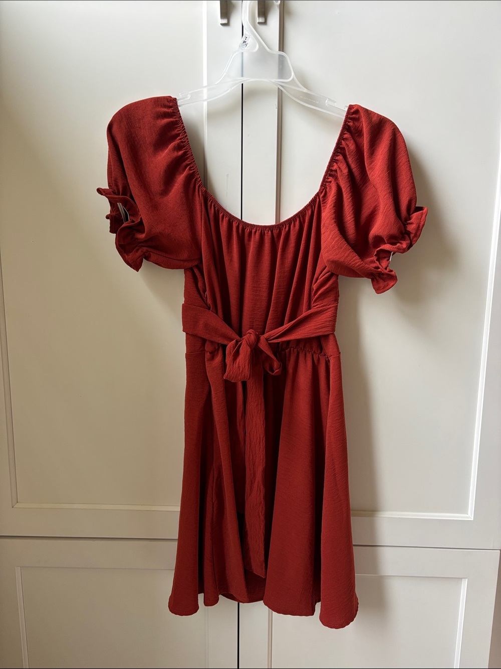 Altar'd State Burnt Orange Puff-Sleeve Mini Dress - Picture 2 of 3
